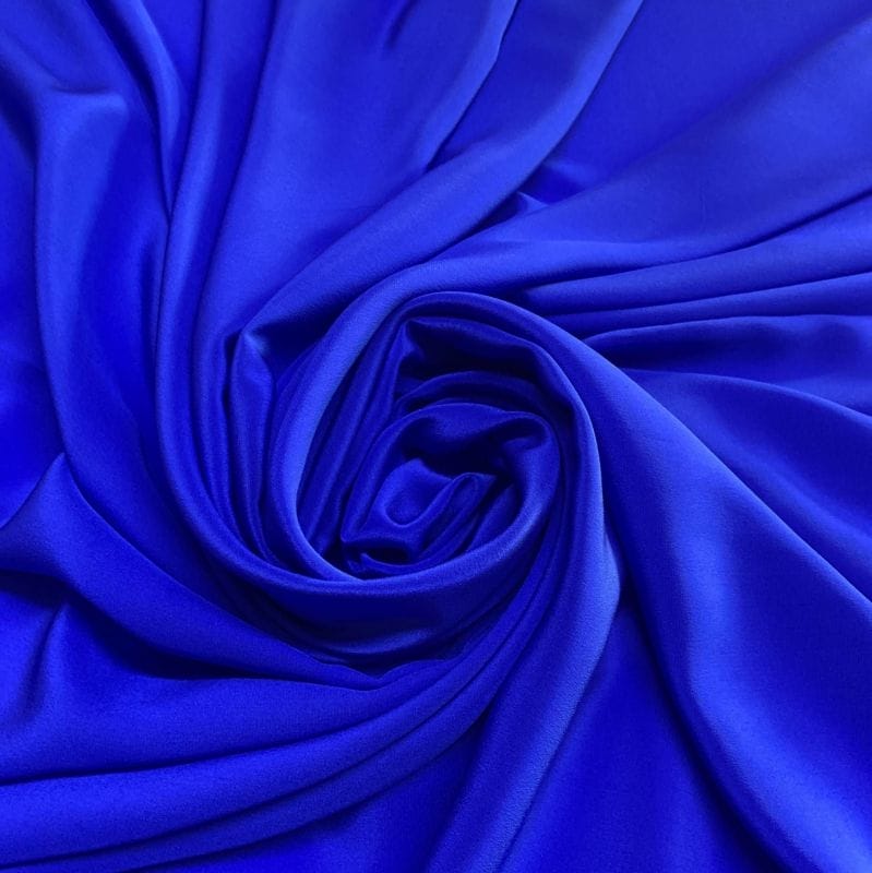 Tecido Crepe de Chine Seda Pura Liso Azul Royal • Luema Tecidos