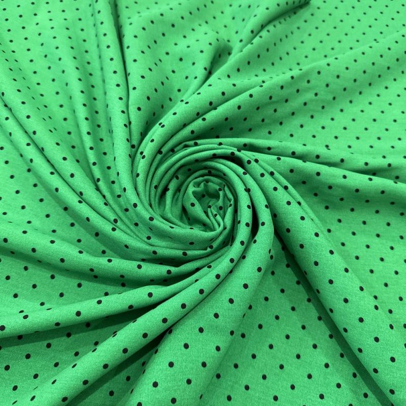 Tecido Viscose Estampada Micro Poá Fundo Verde Bandeira • Luema